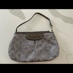 Coach canvas and leather wristlet
